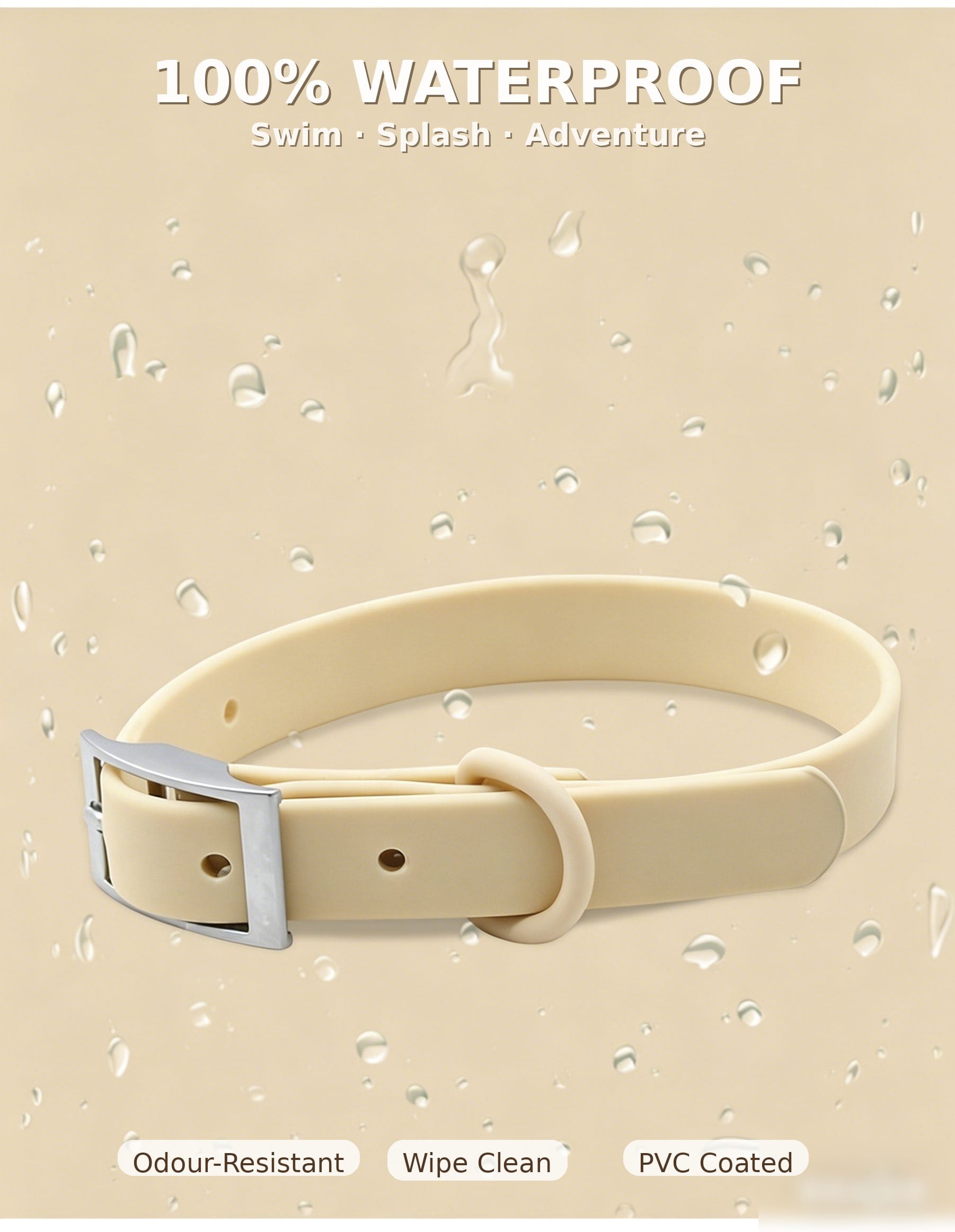 MoonianPet coated webbing dog collar — non-porous surface repels water and odor, easy to wipe clean