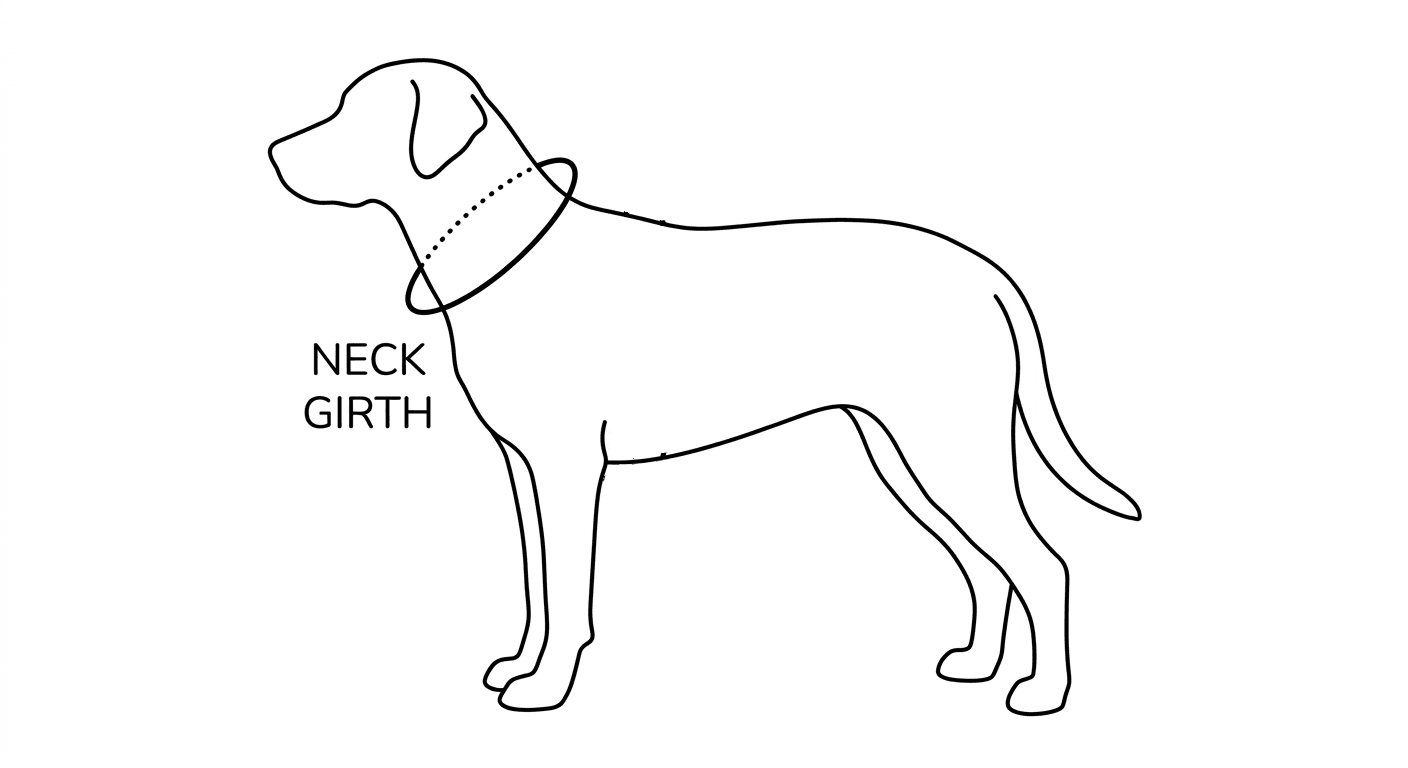 How to measure a dog's neck for collar sizing — wrap tape measure around base of neck