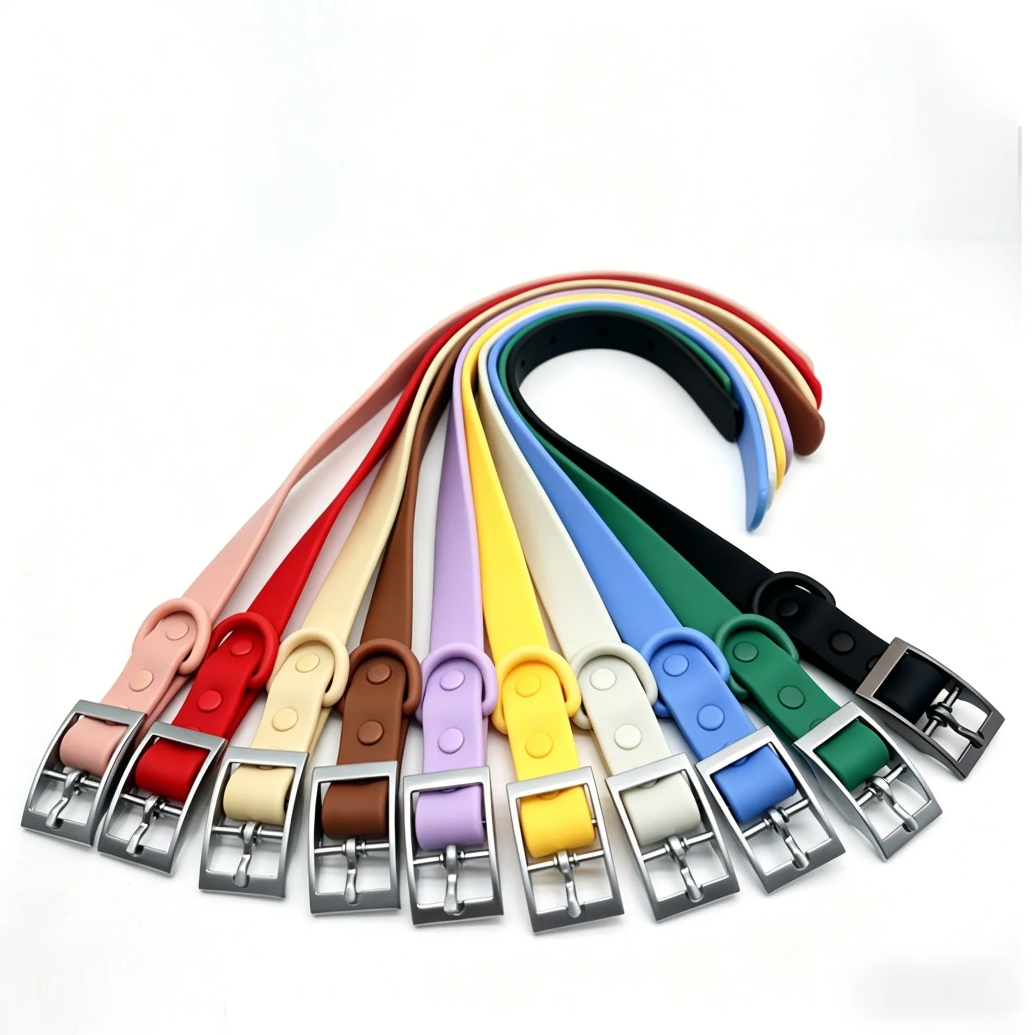 MoonianPet waterproof dog collars in all 11 colours — coated webbing surface wipes clean instantly, never absorbs odour, available in XS to XL