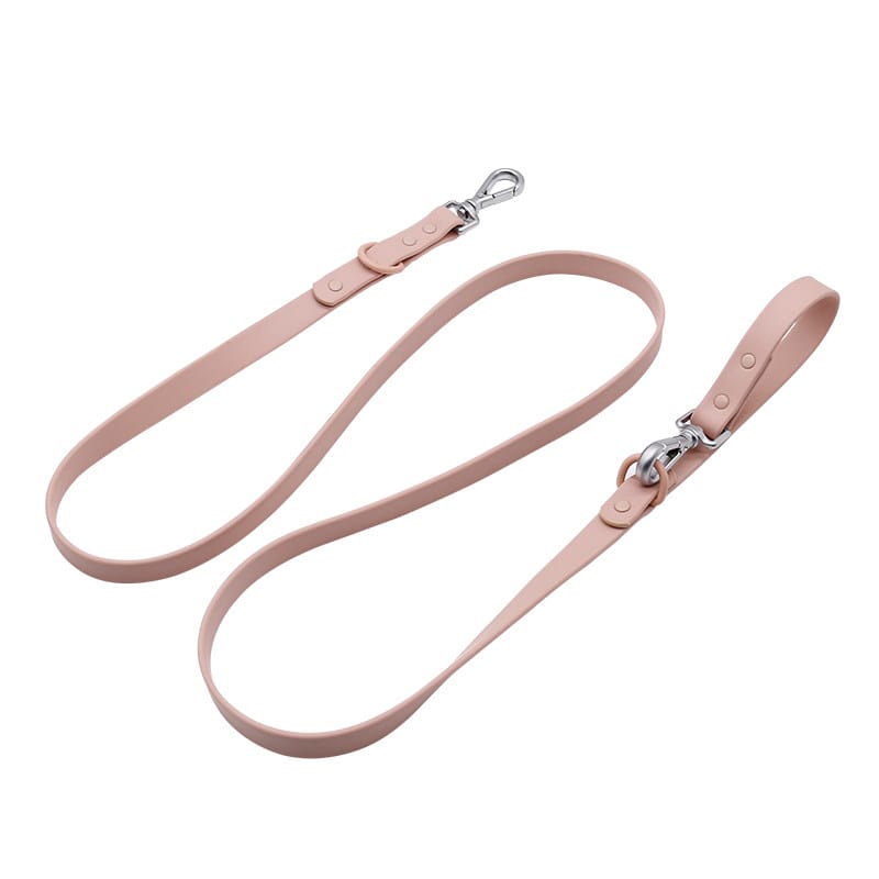 MoonianPet waterproof dog leash in pink — heavy duty PVC coated webbing, dual 360° swivel hook