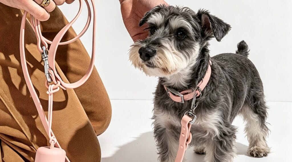 moonianpet collar leash set pink schnauzer lifestyle 副本
